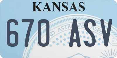 KS license plate 670ASV