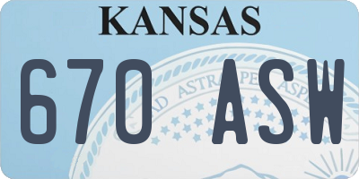 KS license plate 670ASW