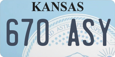 KS license plate 670ASY