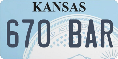 KS license plate 670BAR