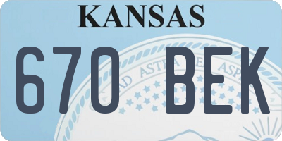 KS license plate 670BEK