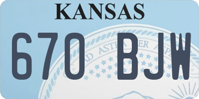 KS license plate 670BJW