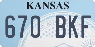 KS license plate 670BKF