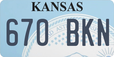 KS license plate 670BKN