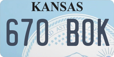 KS license plate 670BOK