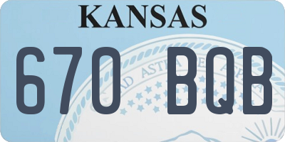 KS license plate 670BQB