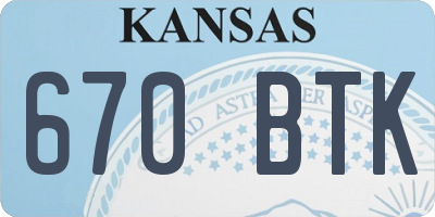 KS license plate 670BTK