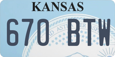KS license plate 670BTW