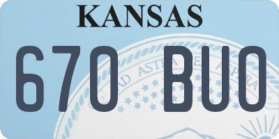 KS license plate 670BUO