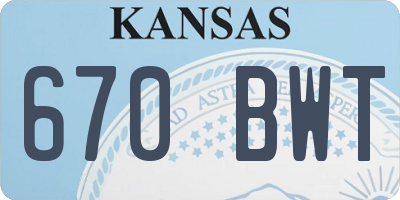 KS license plate 670BWT