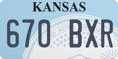 KS license plate 670BXR