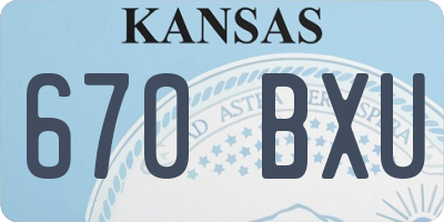 KS license plate 670BXU