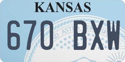 KS license plate 670BXW
