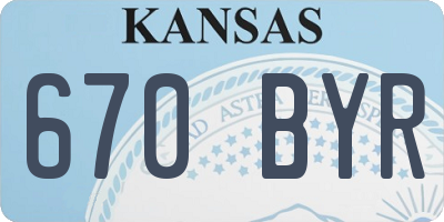 KS license plate 670BYR