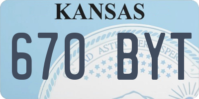 KS license plate 670BYT