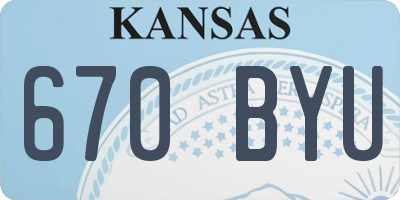 KS license plate 670BYU
