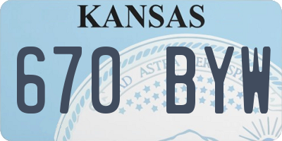 KS license plate 670BYW
