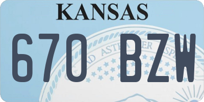KS license plate 670BZW