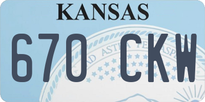 KS license plate 670CKW