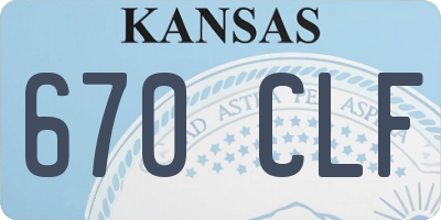 KS license plate 670CLF