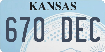 KS license plate 670DEC