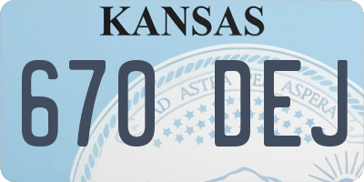 KS license plate 670DEJ