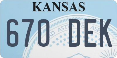 KS license plate 670DEK