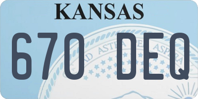 KS license plate 670DEQ