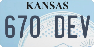 KS license plate 670DEV
