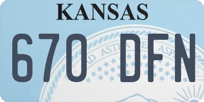 KS license plate 670DFN