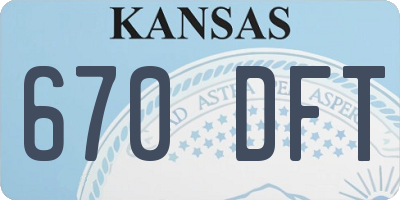 KS license plate 670DFT