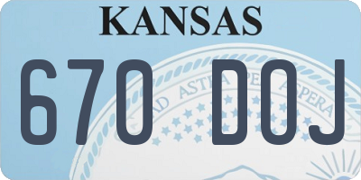 KS license plate 670DOJ
