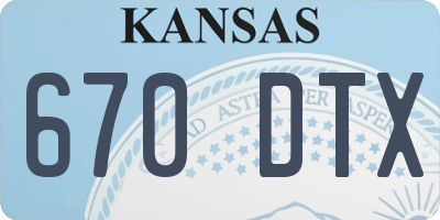 KS license plate 670DTX