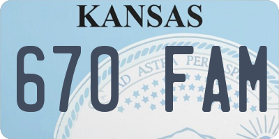 KS license plate 670FAM