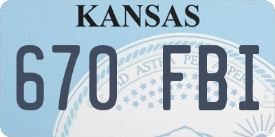KS license plate 670FBI