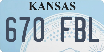 KS license plate 670FBL