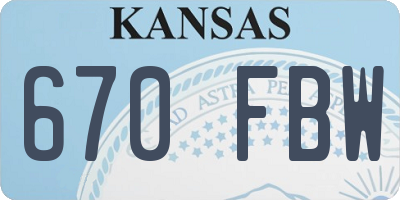 KS license plate 670FBW