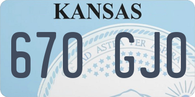 KS license plate 670GJO