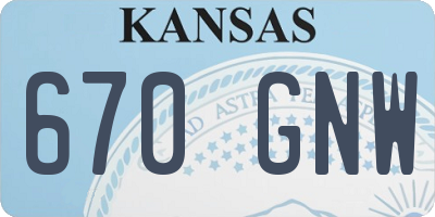 KS license plate 670GNW