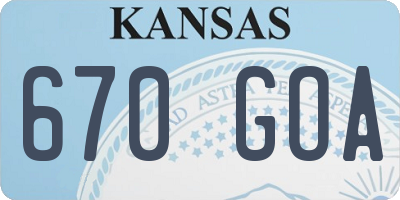 KS license plate 670GOA