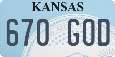 KS license plate 670GOD