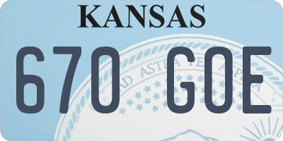 KS license plate 670GOE