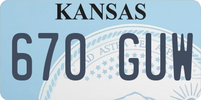 KS license plate 670GUW