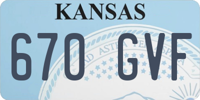 KS license plate 670GVF