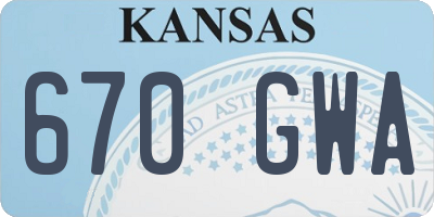 KS license plate 670GWA