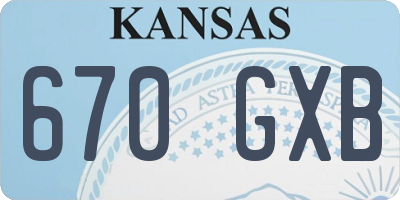 KS license plate 670GXB