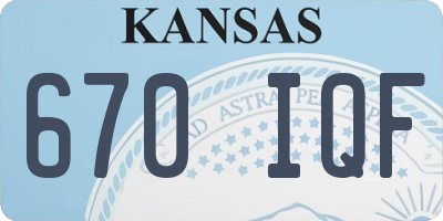 KS license plate 670IQF