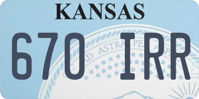 KS license plate 670IRR