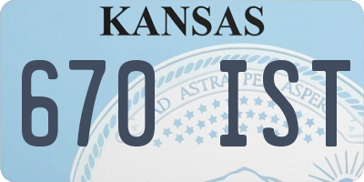 KS license plate 670IST