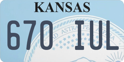 KS license plate 670IUL